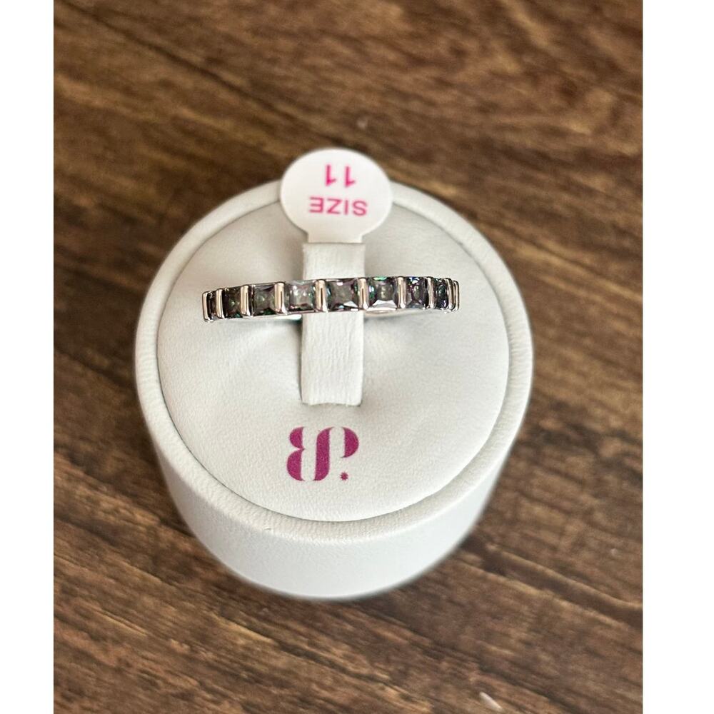 Bomb Party RBP6699 Electric Soul Lab Created Rainbow Topaz Rhodium Size 11 - Picture 2 of 4